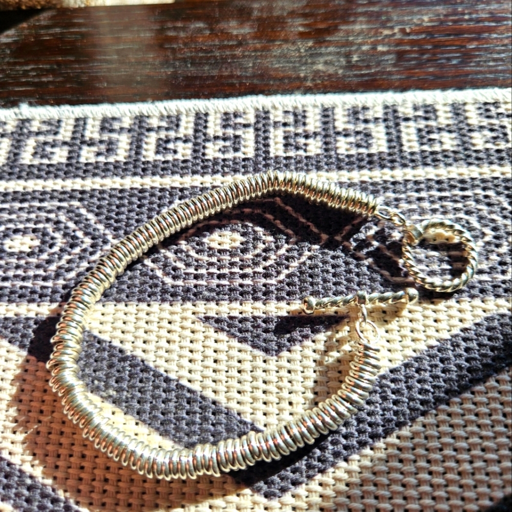 .925 silver stacked hoop bracelet 8"